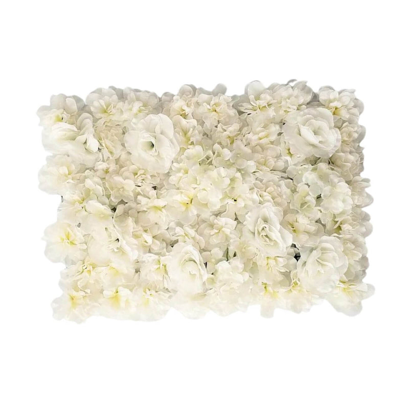 Mur végétal hortensia et roses blanc