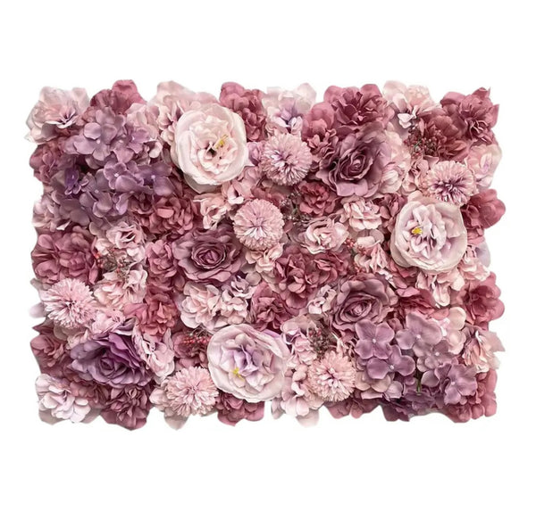 Mur végétal combinaison de fleurs roses