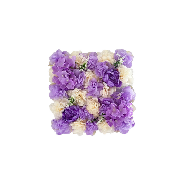 Mur végétal de roses carré duo de violet et beige