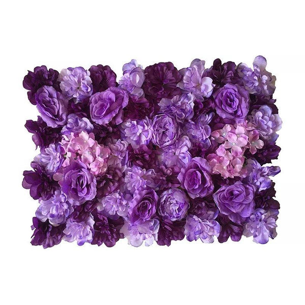 Mur végétal de fleurs nuances de violet