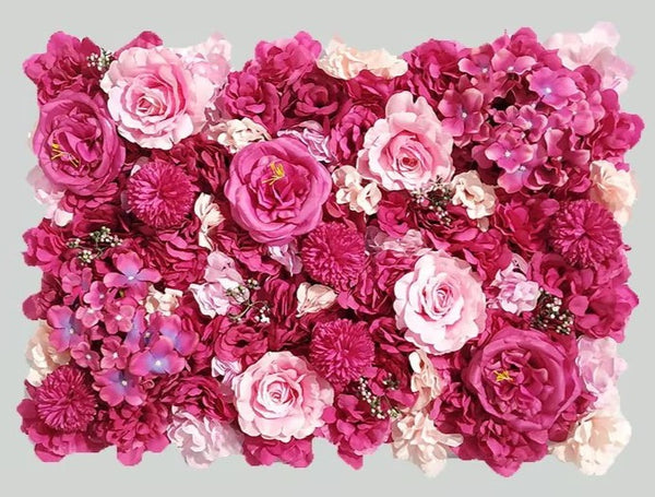 Mur végétal de fleurs rose foncé