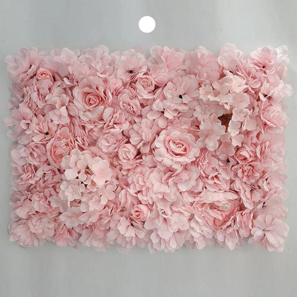 Mur végétal de fleurs rose pâle 
