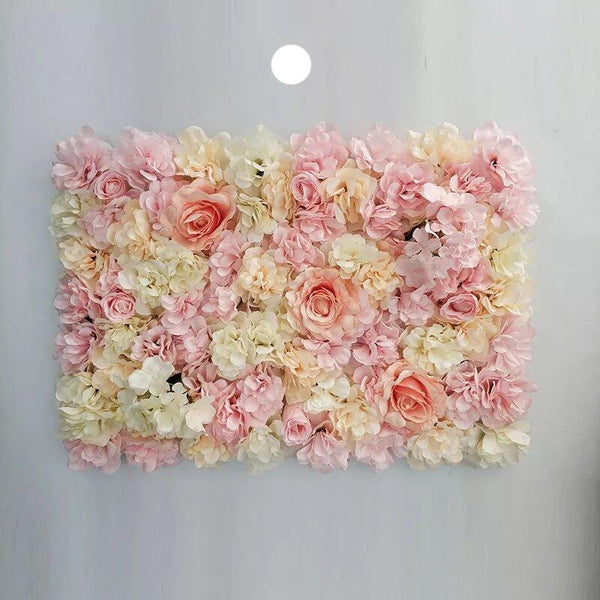 Mur végétal de fleurs roses agrumes 