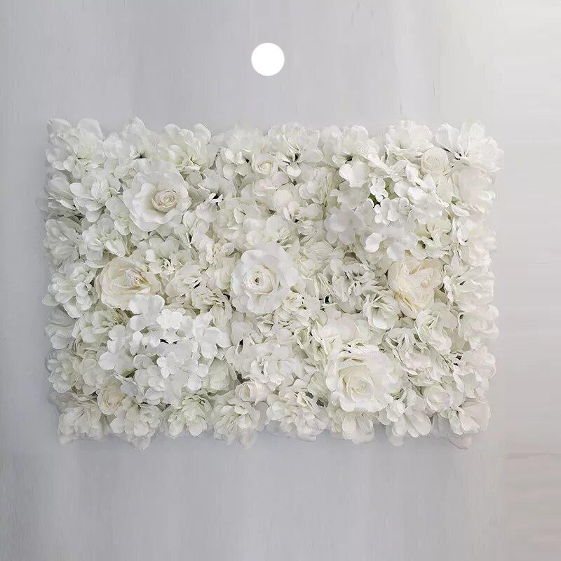 Mur végétal de fleurs roses blanches