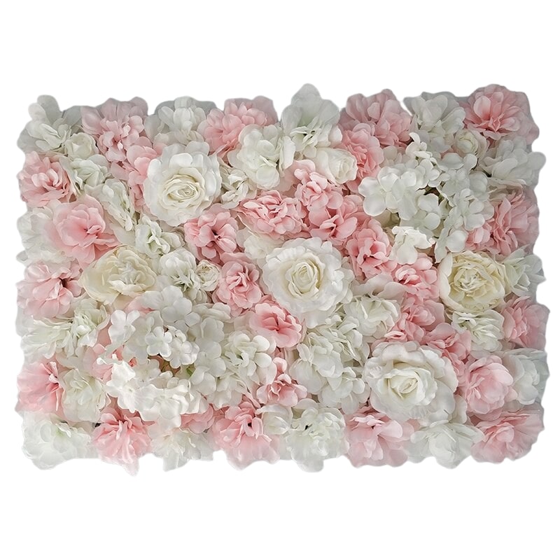 Mur végétal de rosier paysager blanc et fleur rose pâle