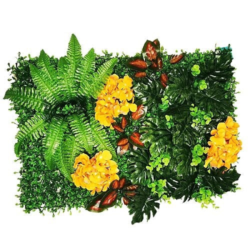 Mur végétal fleur orange et fougère 