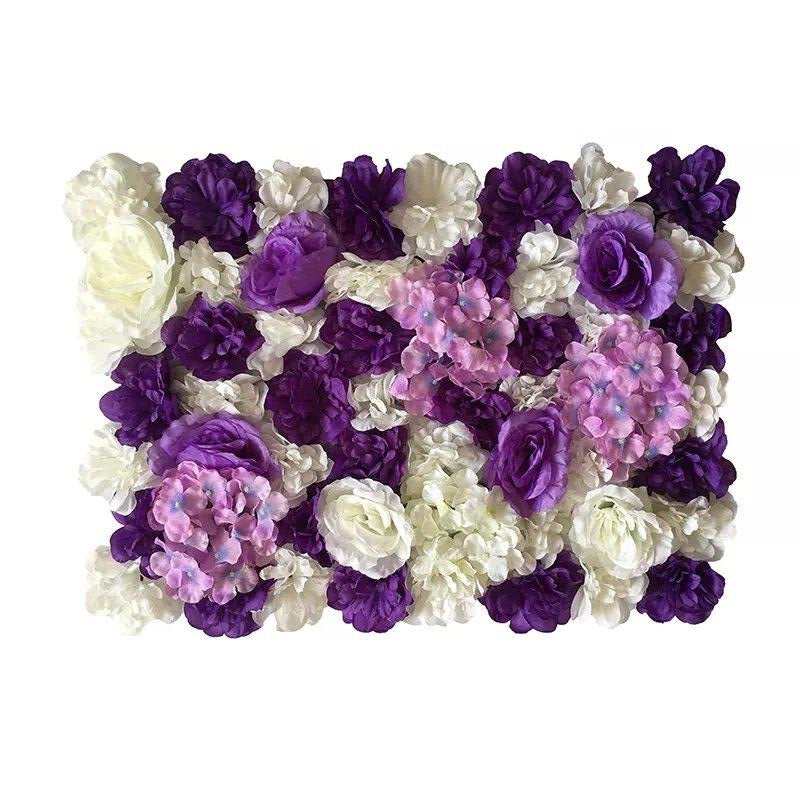 Mur végétal fleurs blanches et roses violettes 