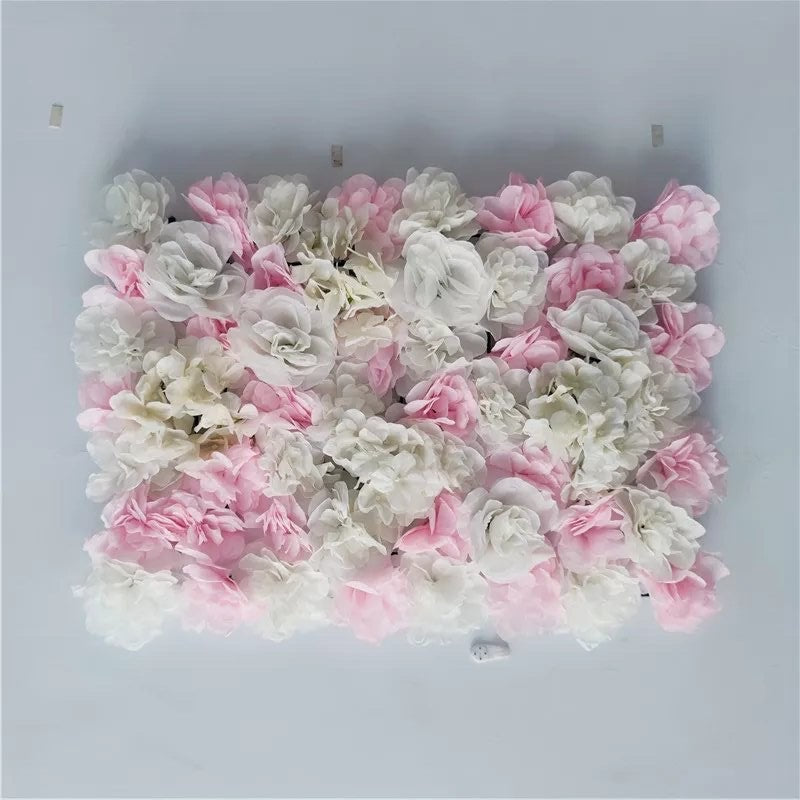 Mur végétal rosier de chine blanc et rose 