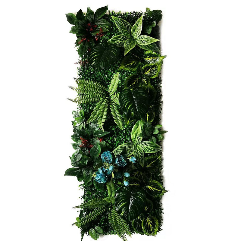    mur vegetal tropical et rose bleues 40X120cm